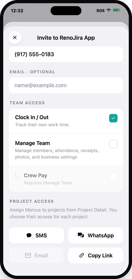 Confirm details, set Team Access, then send