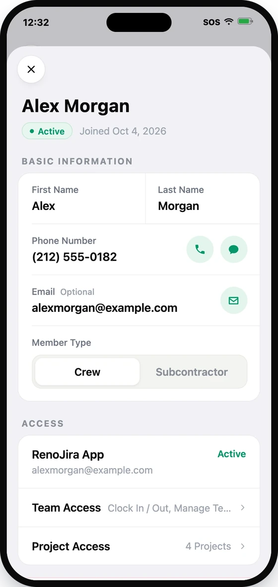 Member detail — open Team Access