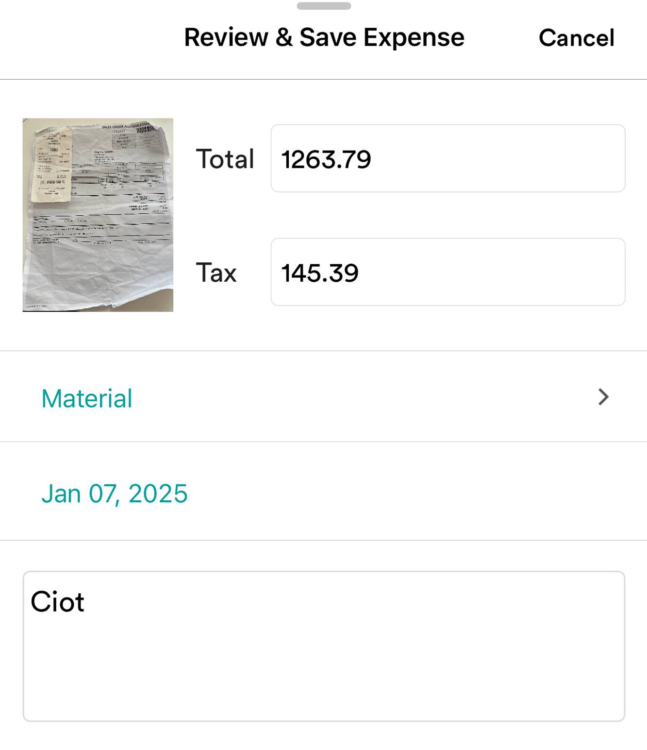Receipt Scanning Feature